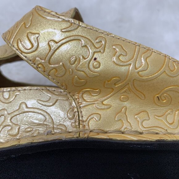 Alegria ALG-513 Women's Classic Beige Gold Leather Mules Slip On Clogs Size 39 - Picture 10 of 13